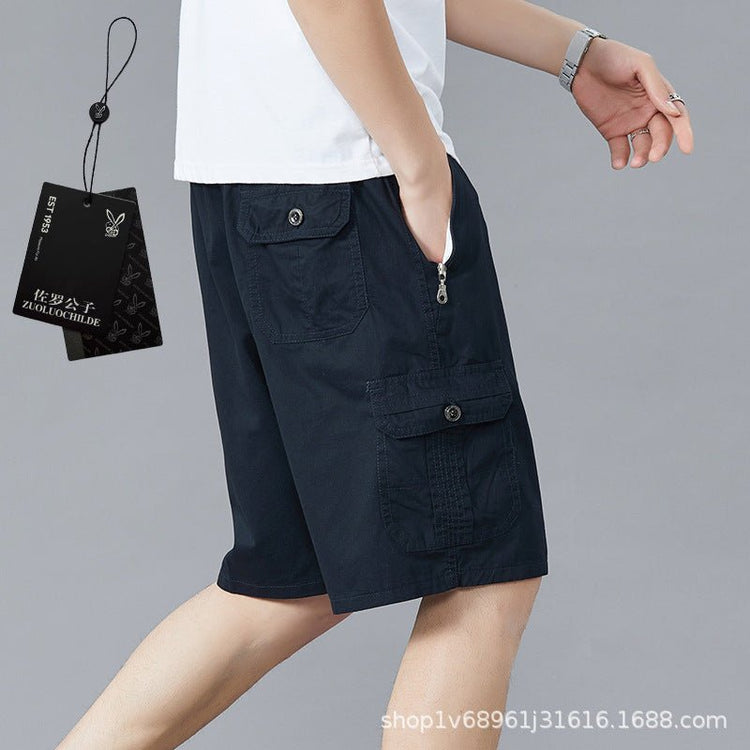 Zoruo childe summer dad summer shorts men's five-length pants cotton pants loose overalls big pants - Premium Fitness & Activewear