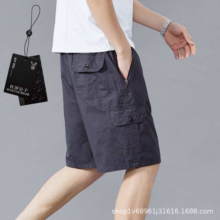 Zoruo childe summer dad summer shorts men's five-length pants cotton pants loose overalls big pants - Premium Fitness & Activewear