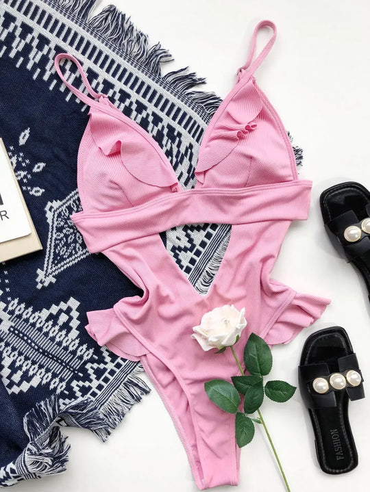 2 Pieces Swimsuit For Women Summer Beach Bikini With Floral Print &amp; Mesh Cover-Up - Allen-Fitness
