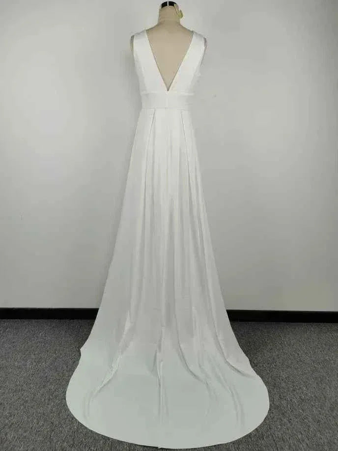 Elegant white V-Neck Evening Dress Women Fine Lace Party Ball Gown Sexy Princess Dress Wedding Gowns Girl - Allen-Fitness