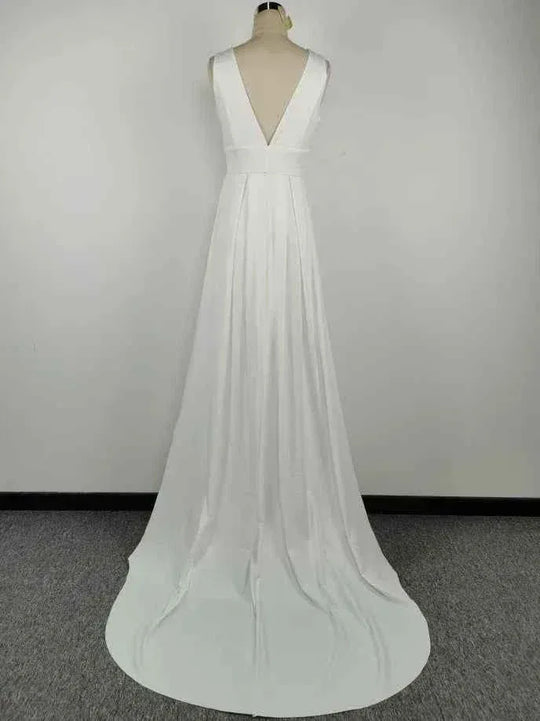Elegant white V-Neck Evening Dress Women Fine Lace Party Ball Gown Sexy Princess Dress Wedding Gowns Girl - Allen-Fitness