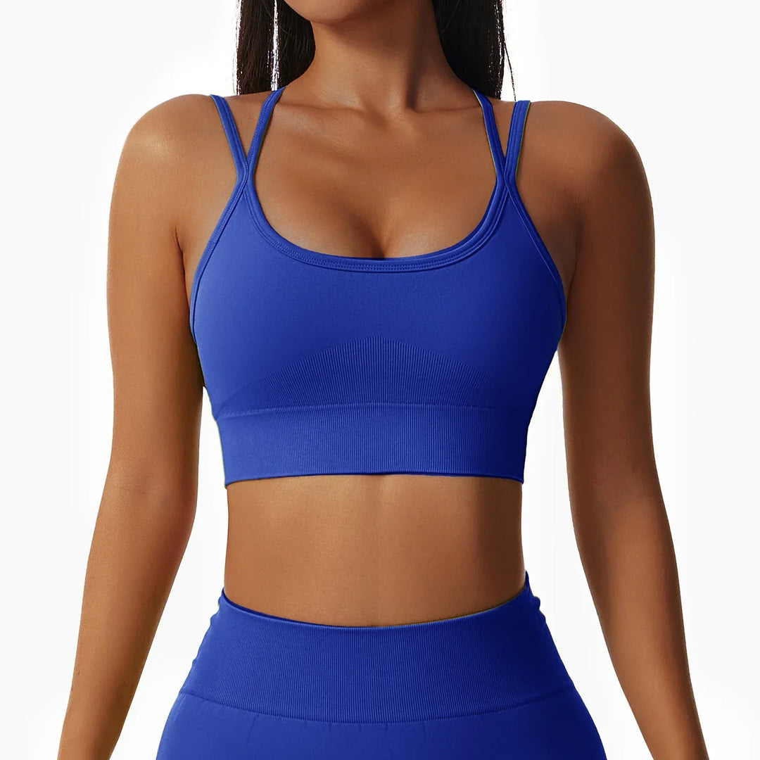 Women Popular New Design Seamless Shirt Short Legging Bra Gym Set Yoga Wear Set Fitness Set - Allen-Fitness