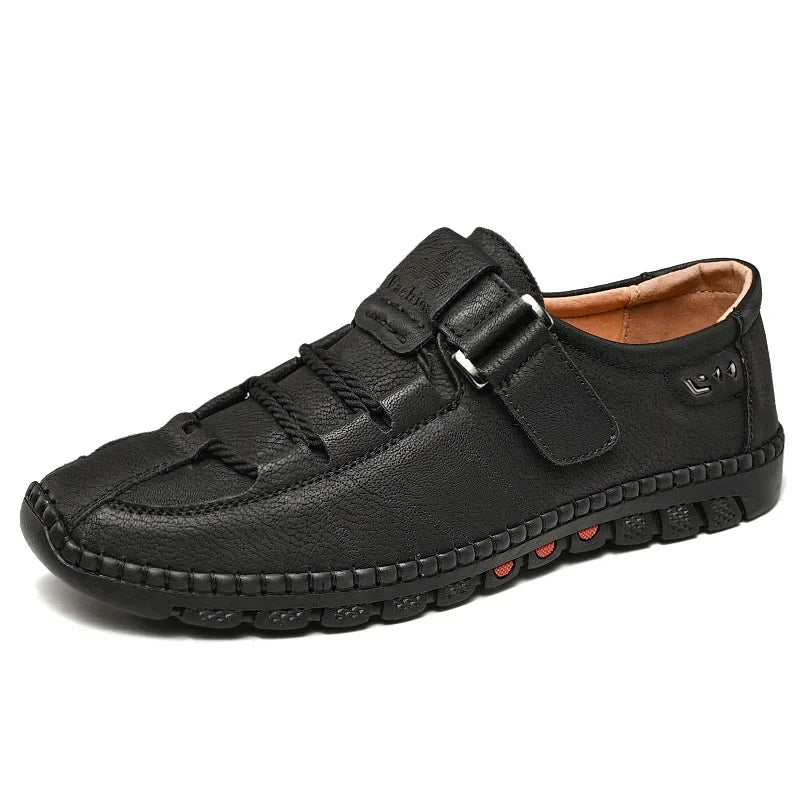 Handmade Men's Leather Loafer Moccasins: Breathable Slip-On Boat Shoes - Allen-Fitness