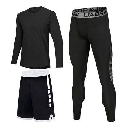 High elastic quick-drying light fabric sportswear compression sports leggings fitness tracksuit men training set soccer clothing - Allen Fitness