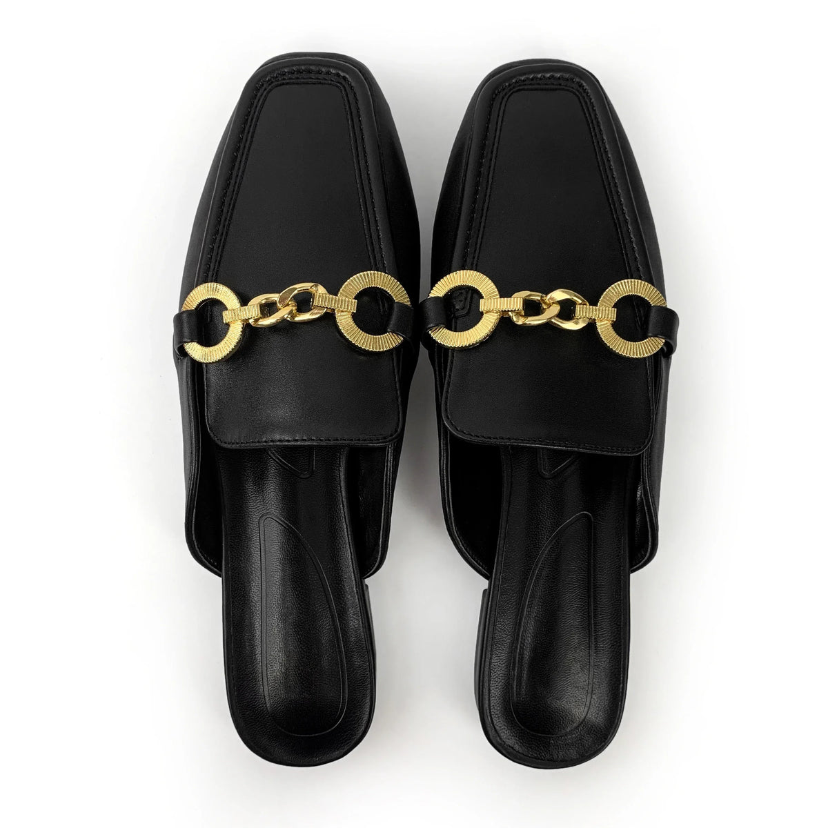 British Style Women's Flat Shoes with Thick Heel & Pearl Accent - Allen-Fitness