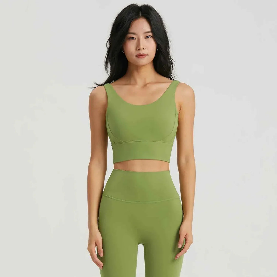 Gym Outfit High Waist Yoga Leggings for Women with Phone Pockets &amp; U Back Sports Bra Set - Allen-Fitness