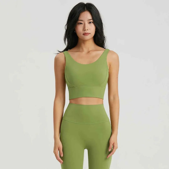 Gym Outfit High Waist Yoga Leggings for Women with Phone Pockets &amp; U Back Sports Bra Set - Allen-Fitness