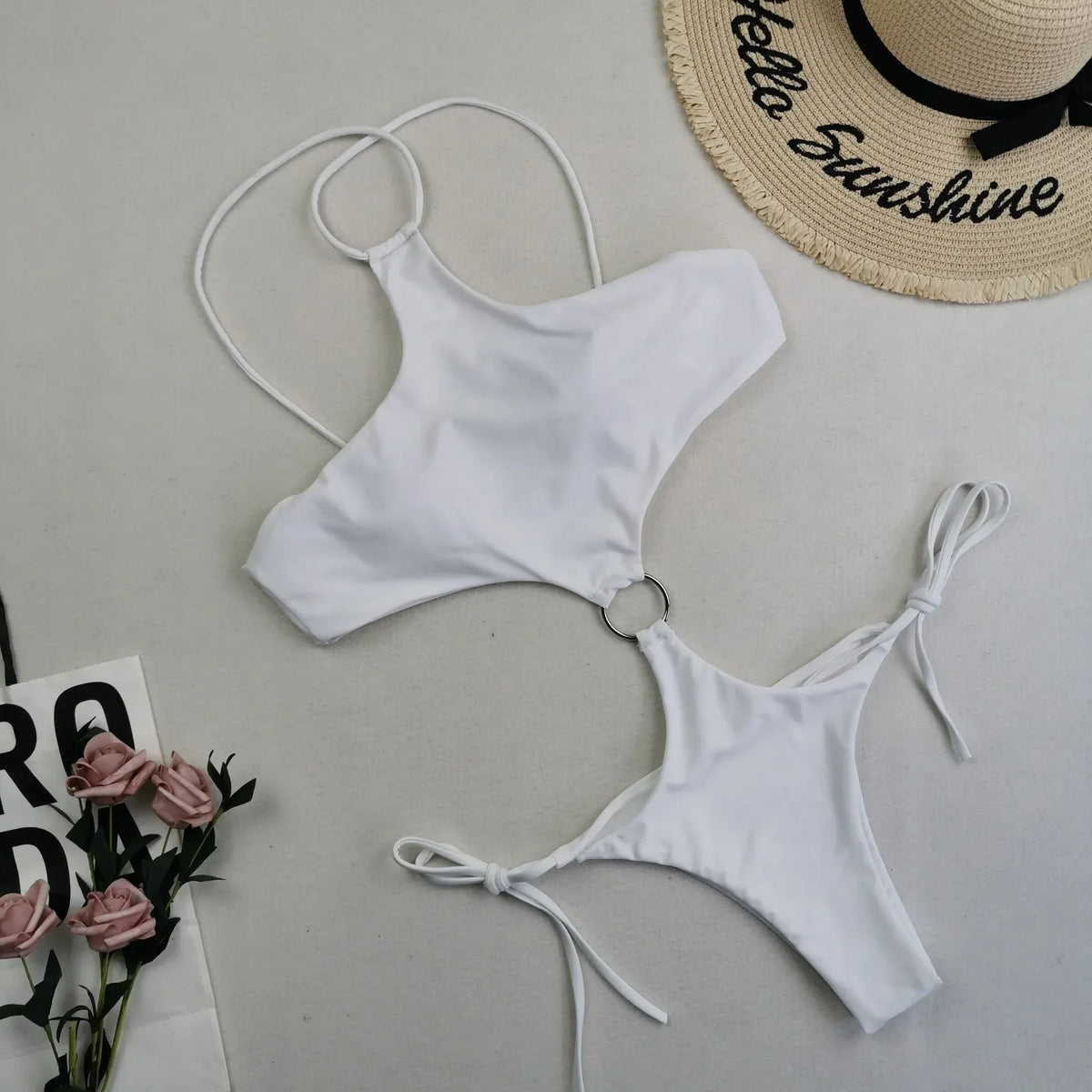 Women Sexy Halter Neck Cut Out Beach Monokini Swimwear One Piece Swimwear - Allen-Fitness