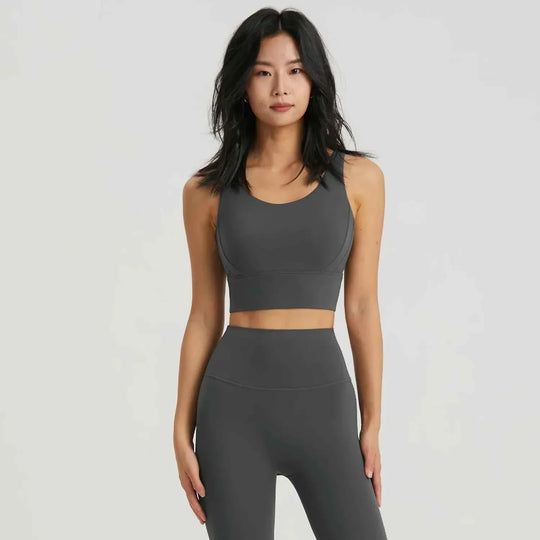 Gym Outfit High Waist Yoga Leggings for Women with Phone Pockets &amp; U Back Sports Bra Set - Allen-Fitness