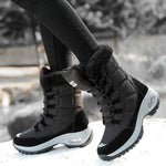 Women Boots Winter Keep Warm Cotton Shoes Mid-Calf Snow Boots Ladies Lace-up High-top Waterproof Booties Chaussures Femme - Allen-Fitness