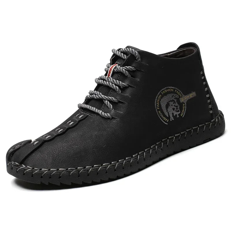 Mens Shoes Walking Flats boots Fashion Lace up High Top Big Size Shoes - Allen-Fitness
