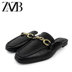 British Style Women's Flat Shoes with Thick Heel & Pearl Accent - Allen-Fitness