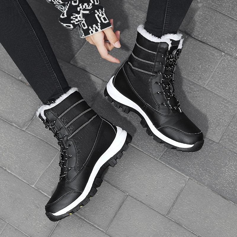Snow Boots Plush Warm Ankle Boots for Women Winter Shoes Waterproof Boots Female Winter Shoes Booties Botas Mujer Platform Heels - Allen-Fitness