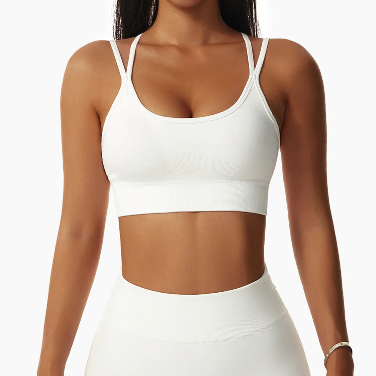 Women Popular New Design Seamless Shirt Short Legging Bra Gym Set Yoga Wear Set Fitness Set - Allen-Fitness