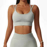 Leggings Yoga Set for Women - Seamless Bra Top and Scrunch Leggings Fitness Sport Suit - Allen-Fitness