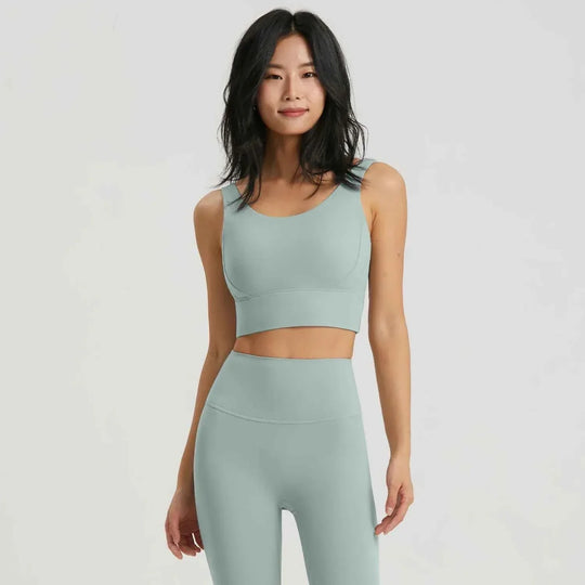 Gym Outfit High Waist Yoga Leggings for Women with Phone Pockets &amp; U Back Sports Bra Set - Allen-Fitness