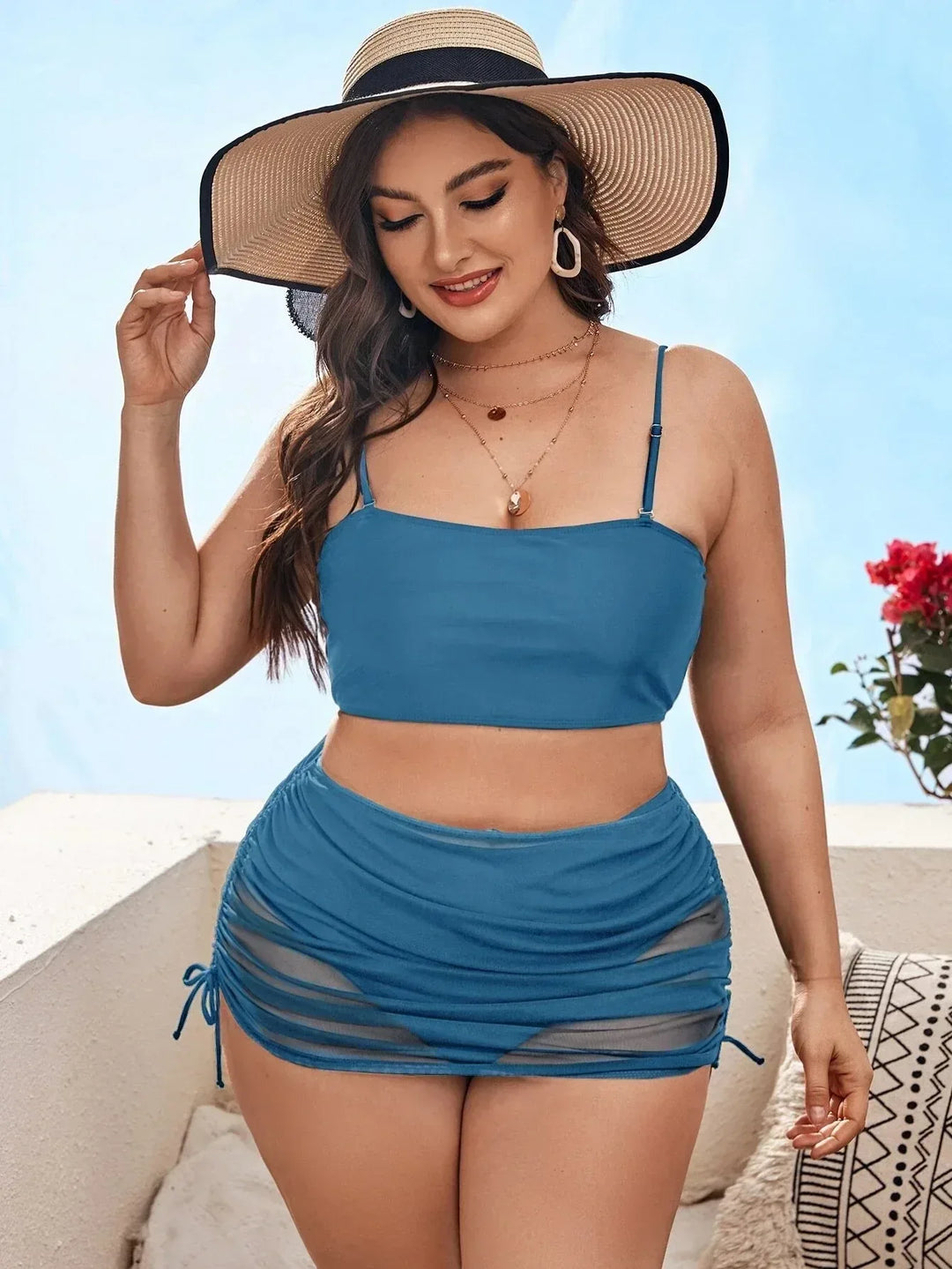 Fashion Women Backless Swim Set - 3 Piece Beachwear Bikini Set - Allen-Fitness