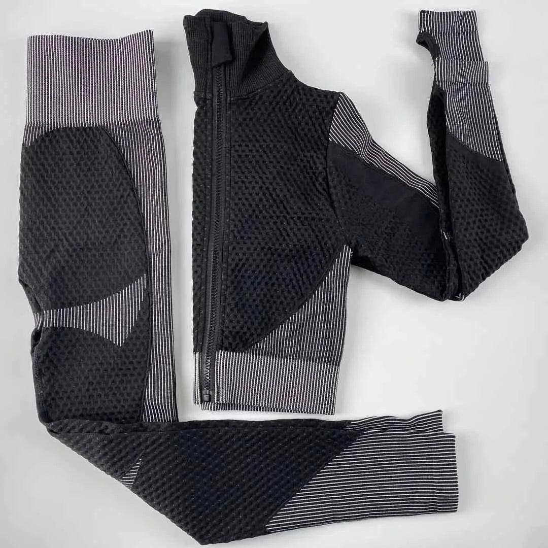 Women Long Sleeve and Pants Leggings Set Fitness Training Wear - Allen-Fitness