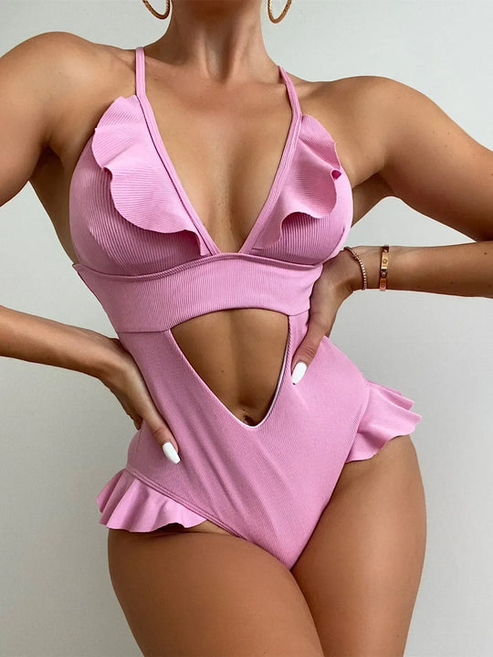 2 Pieces Swimsuit For Women Summer Beach Bikini With Floral Print &amp; Mesh Cover-Up - Allen-Fitness