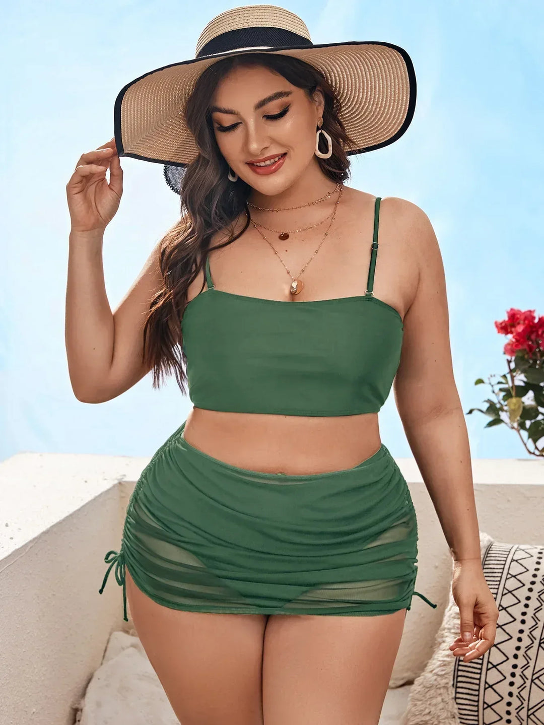 Fashion Women Backless Swim Set - 3 Piece Beachwear Bikini Set - Allen-Fitness