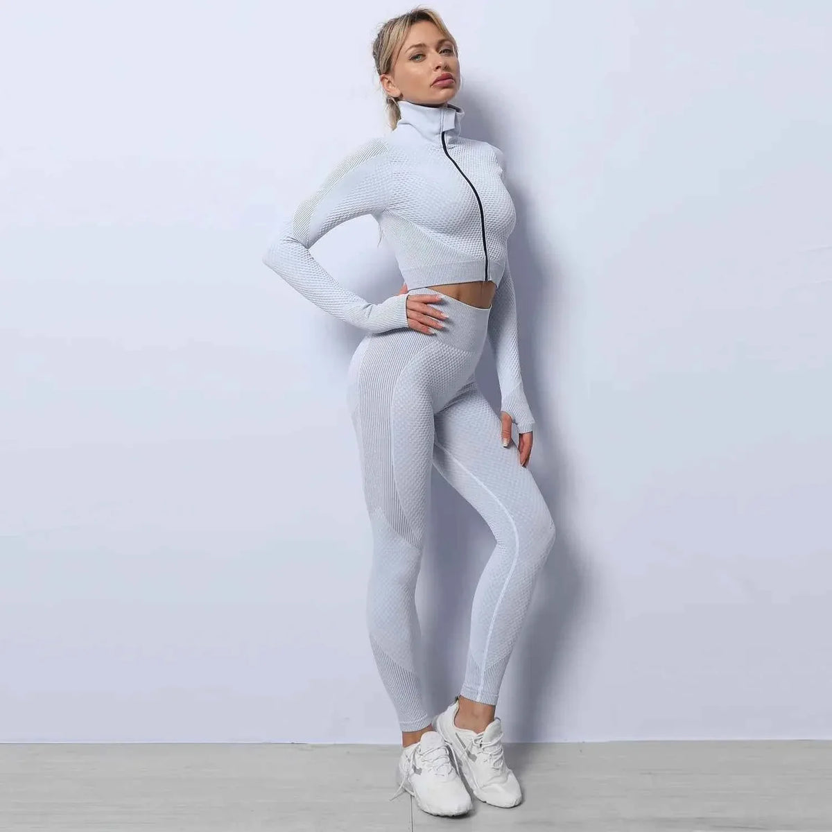 Women Long Sleeve and Pants Leggings Set Fitness Training Wear - Allen-Fitness
