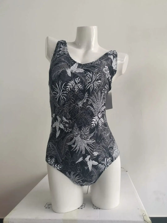 Striped Floral Deep V Beach Bodysuit - Trendy Swimwear for Women - Allen-Fitness