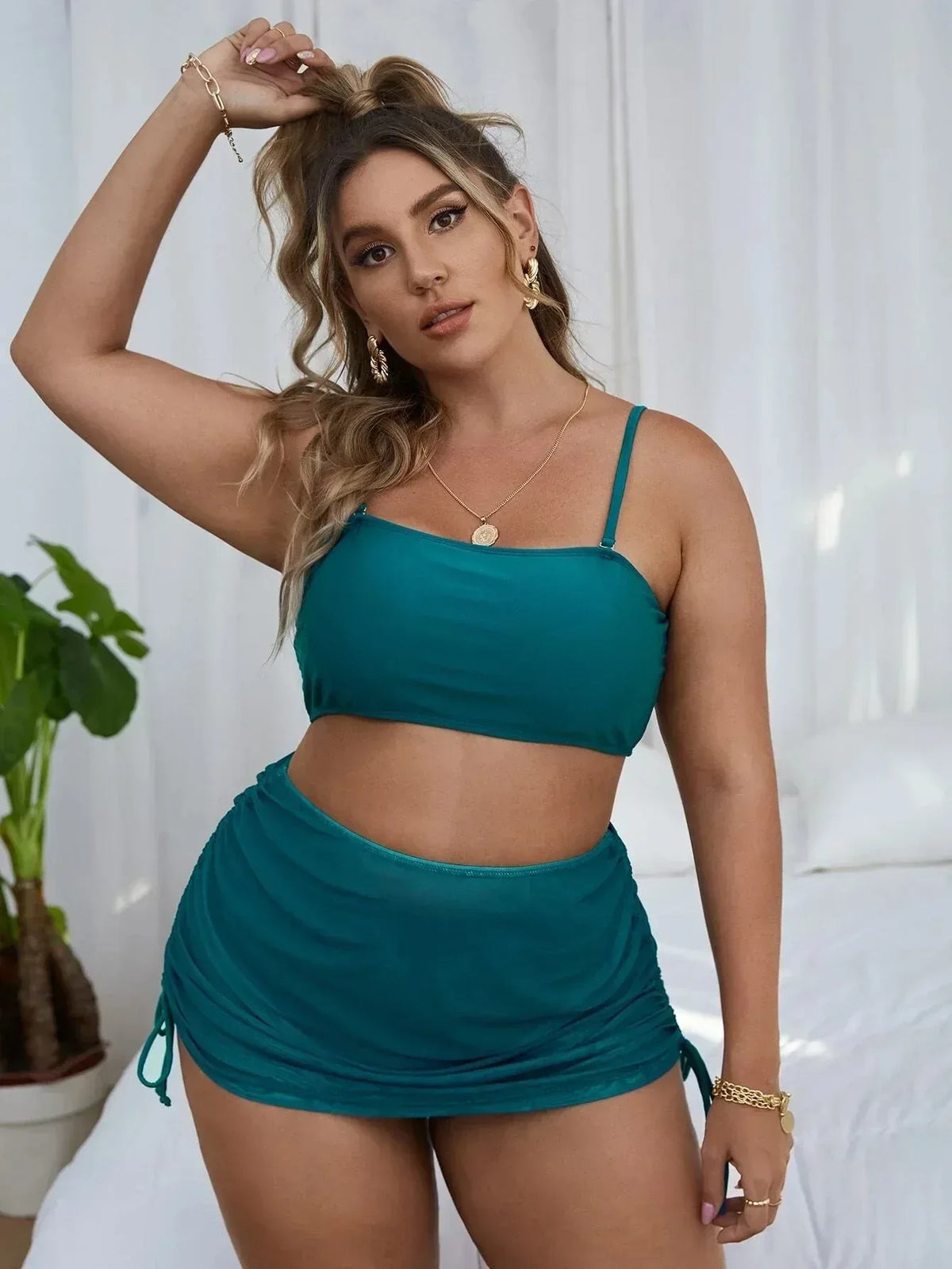Fashion Women Backless Swim Set - 3 Piece Beachwear Bikini Set - Allen-Fitness
