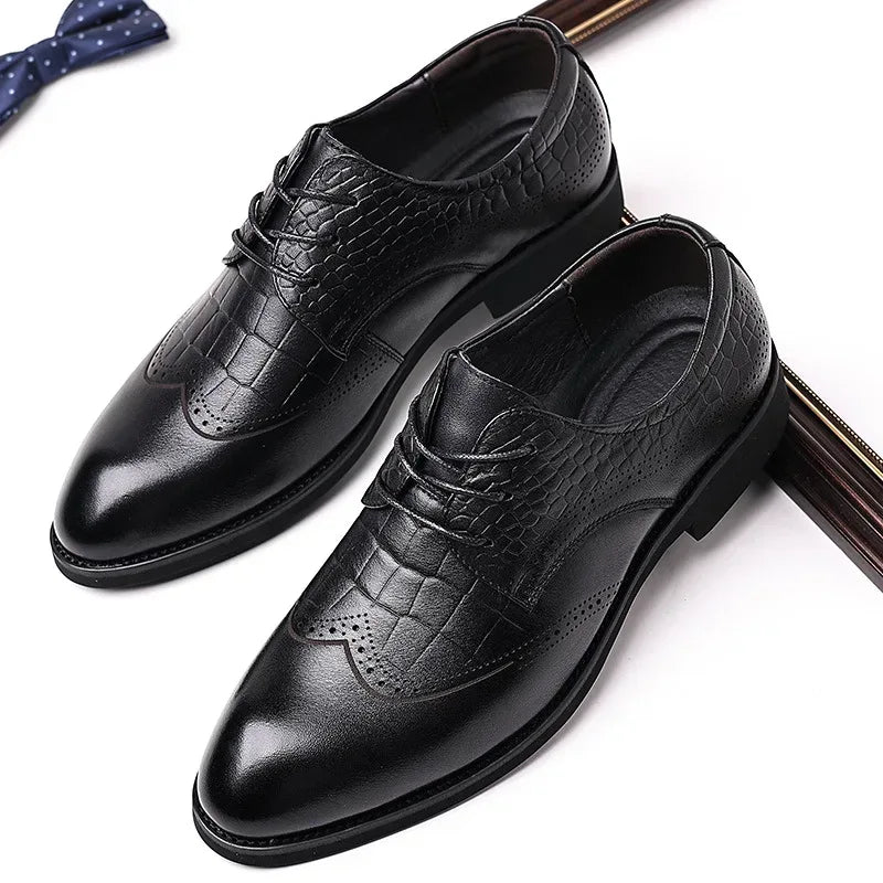 Stylish Genuine Leather Men's Shoes with Alligator & Crocodile Skin - Low MOQ - Allen-Fitness