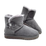 Mens womens kids ankle snow boots in stock real sheep skin plush fur snow winter warm boots - Allen-Fitness