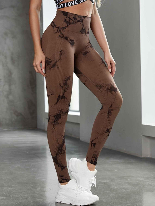 Tie Dye Yoga Pants with Trendy Design &amp; High-Rise Waistband - Allen-Fitness
